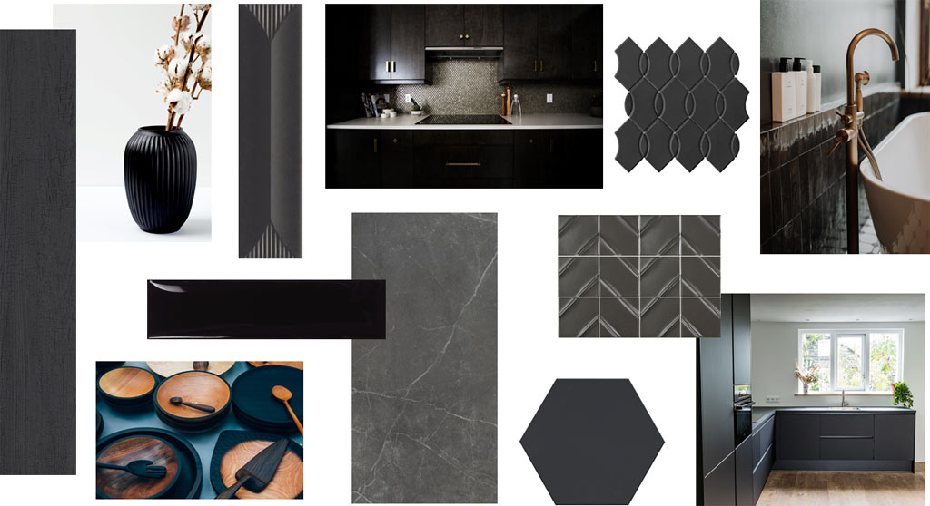 black tile for a dark and dramatic look