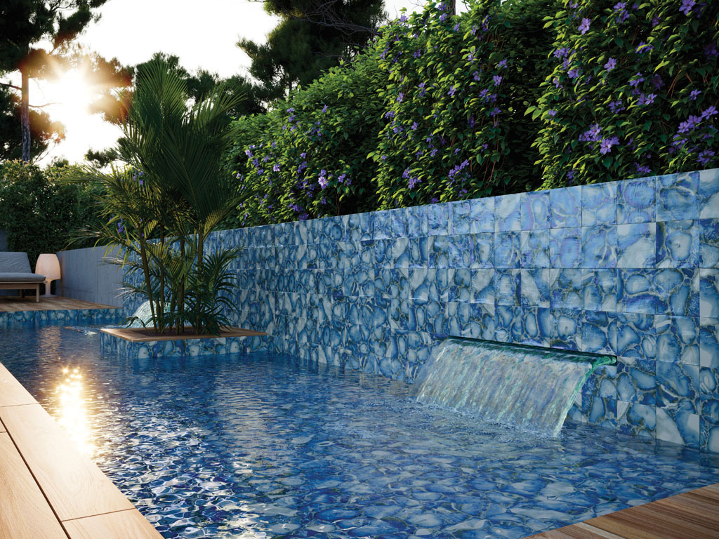 variations of blue poolside tile